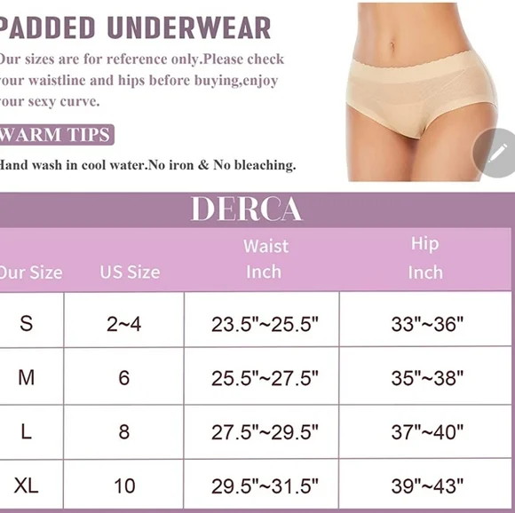 (2pcs)(2 colors) Women Panties Seamless Hip Pads Enhancer Underwear Padded Panty - Picture 3 of 3